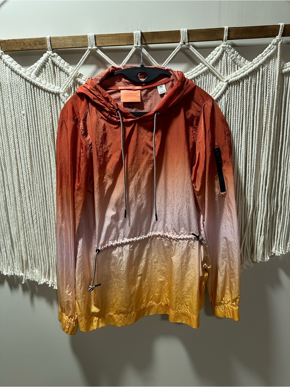 Scotch & Soda Ombre Hooded Bomber Jacket in Orange, Pink, Yellow